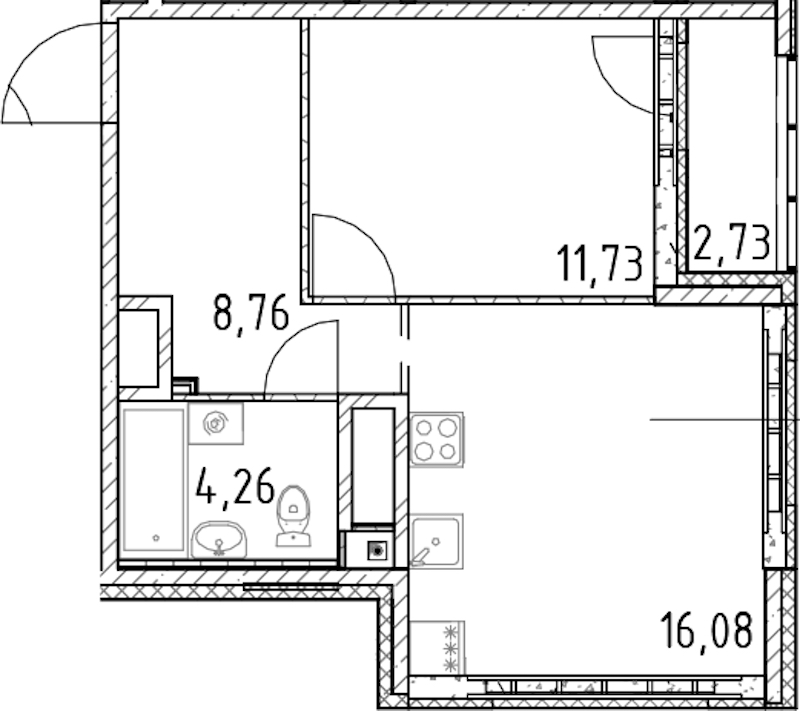 1-комнатная квартира 40.83 м², 3/23 эт., ЖК «Город Первых»